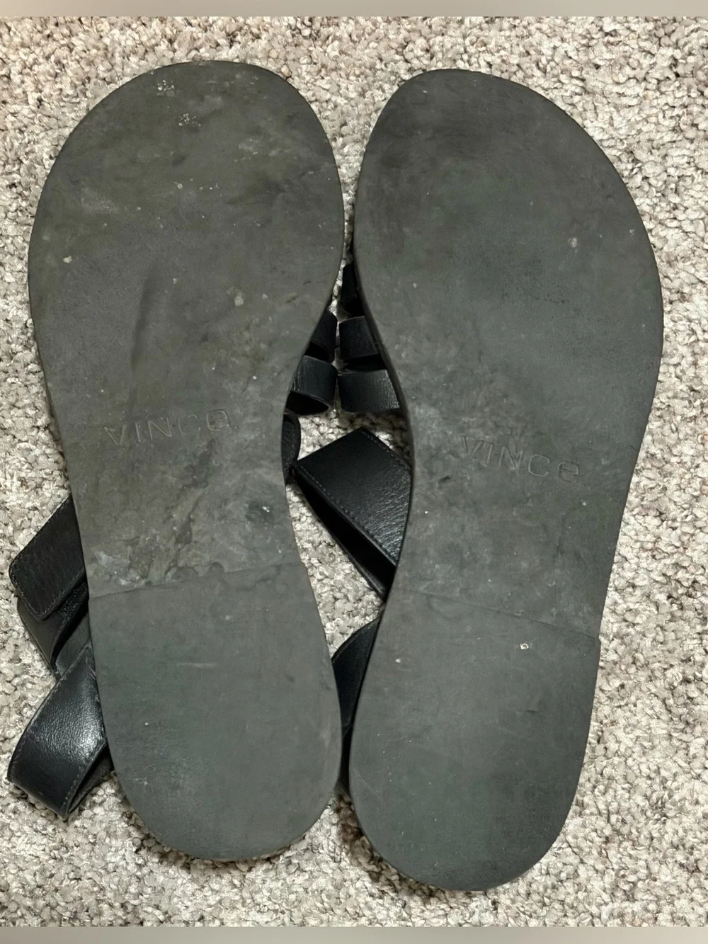 Vince Black Multi-Strap Genuine Leather Ankle Strap Sandals Size 10 Velcro